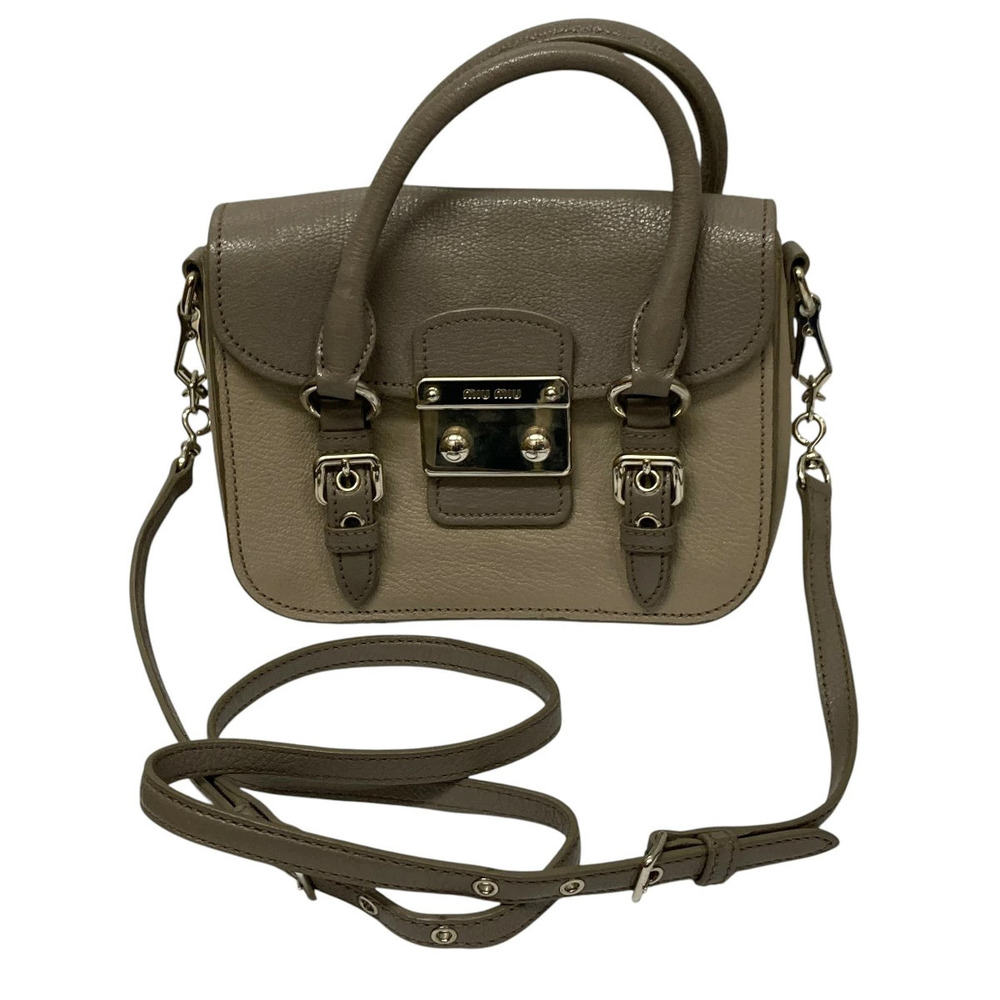 Miu Miu Leather Shoulder Bag Tan